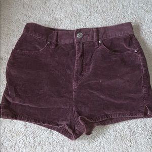 Corduroy dark purple high waisted shorts